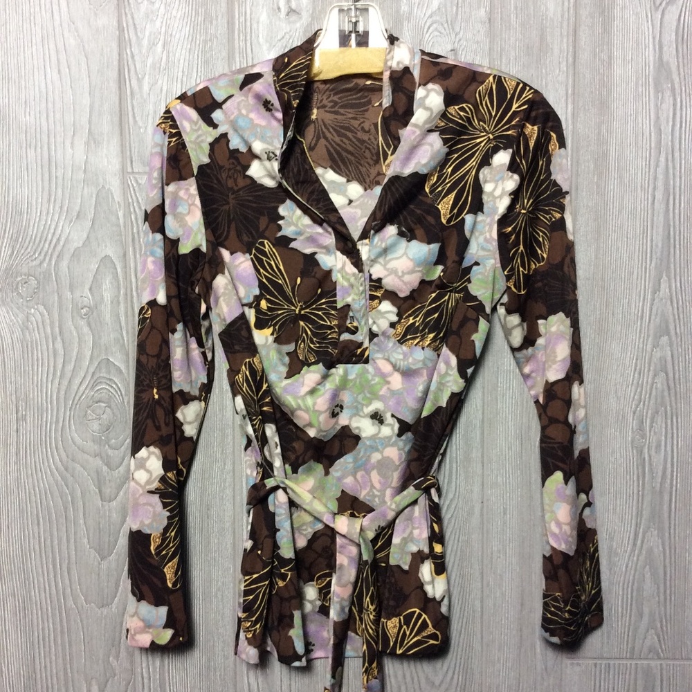 Vintage Poly Print Blouse